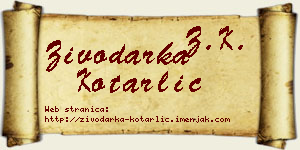Živodarka Kotarlić vizit kartica